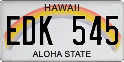HI license plate EDK545
