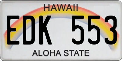 HI license plate EDK553