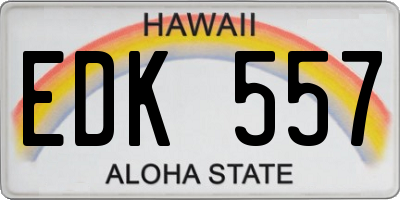 HI license plate EDK557