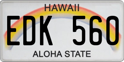 HI license plate EDK560