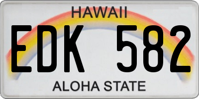 HI license plate EDK582