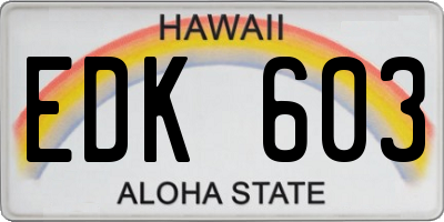HI license plate EDK603