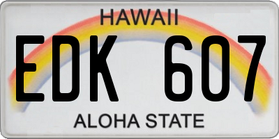 HI license plate EDK607