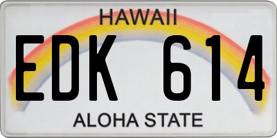 HI license plate EDK614