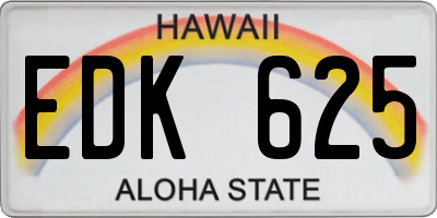 HI license plate EDK625