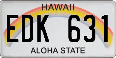 HI license plate EDK631