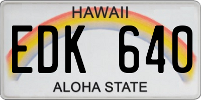 HI license plate EDK640