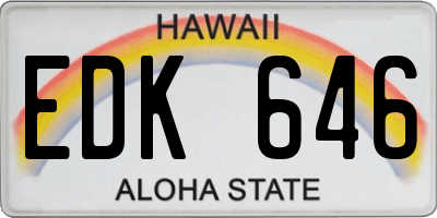 HI license plate EDK646