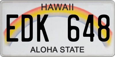 HI license plate EDK648