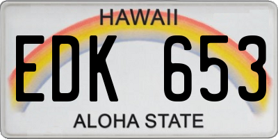 HI license plate EDK653