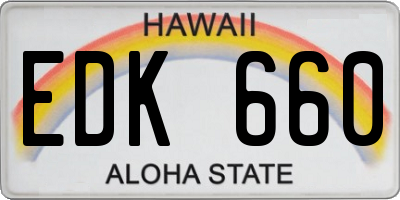 HI license plate EDK660