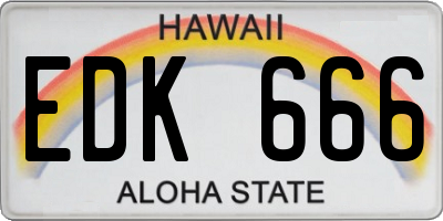 HI license plate EDK666
