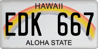 HI license plate EDK667