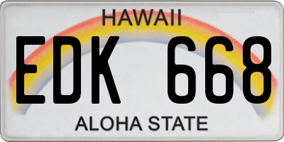 HI license plate EDK668