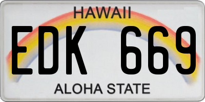 HI license plate EDK669