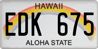 HI license plate EDK675