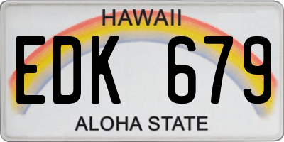 HI license plate EDK679