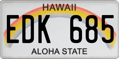 HI license plate EDK685