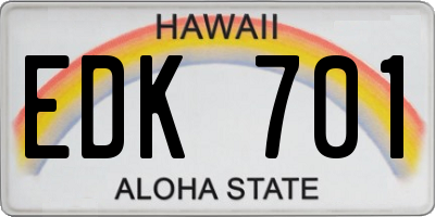 HI license plate EDK701