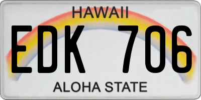 HI license plate EDK706