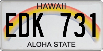 HI license plate EDK731