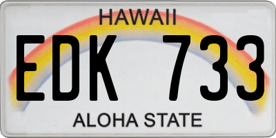 HI license plate EDK733