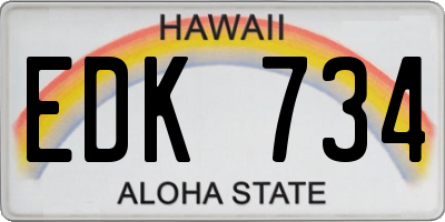 HI license plate EDK734