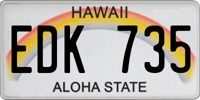 HI license plate EDK735