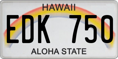 HI license plate EDK750
