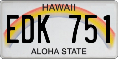 HI license plate EDK751
