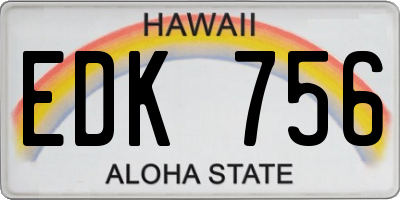 HI license plate EDK756