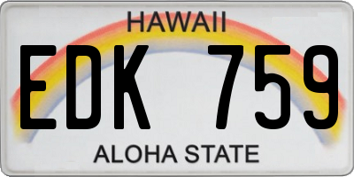 HI license plate EDK759