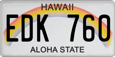 HI license plate EDK760