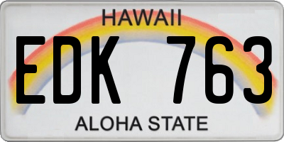 HI license plate EDK763