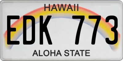 HI license plate EDK773
