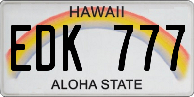 HI license plate EDK777