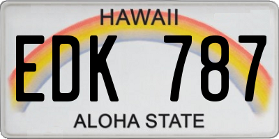 HI license plate EDK787