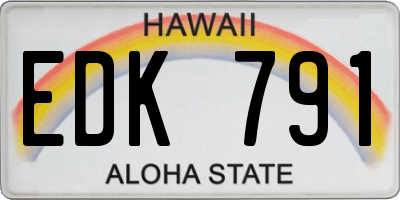 HI license plate EDK791