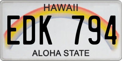 HI license plate EDK794
