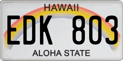 HI license plate EDK803