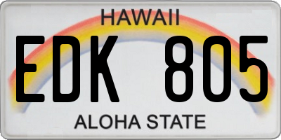 HI license plate EDK805