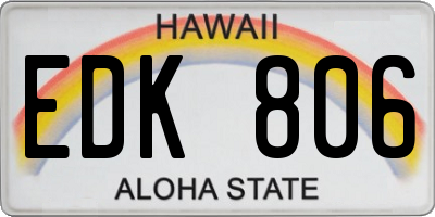HI license plate EDK806