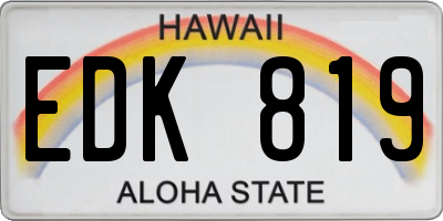 HI license plate EDK819