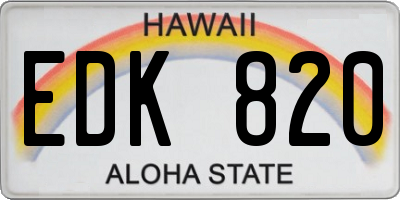 HI license plate EDK820