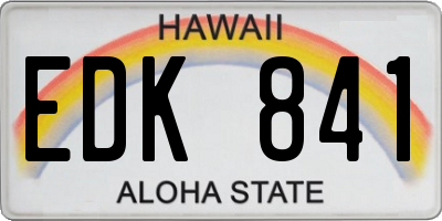 HI license plate EDK841