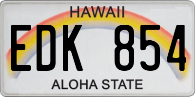 HI license plate EDK854