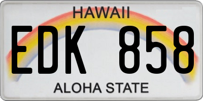 HI license plate EDK858