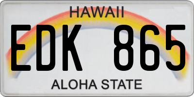 HI license plate EDK865