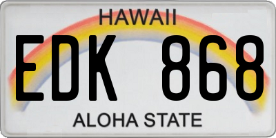 HI license plate EDK868