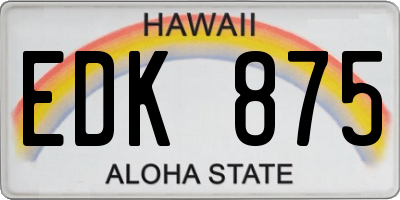 HI license plate EDK875